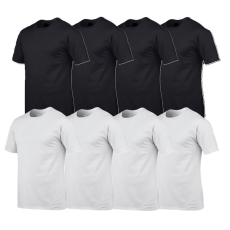 GILDAN 8 db-os csomagban Gildan kereknyakú pamut póló, fekete-fehér-XL