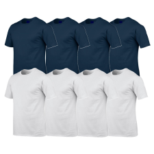 GILDAN 8 db-os csomagban Gildan kereknyakú pamut póló, sötétkék-fehér-S férfi póló