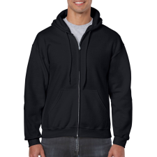 GILDAN Cipzáras kenguru zsebes kapucnis pulóver, Gildan GI18600, Black-4XL férfi pulóver, kardigán