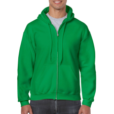 GILDAN Cipzáras kenguru zsebes kapucnis pulóver, Gildan GI18600, Irish Green-L férfi pulóver, kardigán