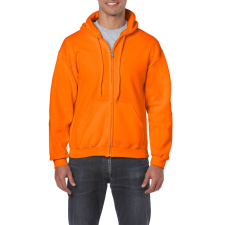 GILDAN Cipzáras kenguru zsebes kapucnis pulóver, Gildan GI18600, S.Orange-2XL férfi pulóver, kardigán