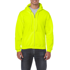 GILDAN Cipzáras kenguru zsebes kapucnis pulóver, Gildan GI18600, Safety Green-2XL