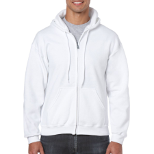 GILDAN Cipzáras kenguru zsebes kapucnis pulóver, Gildan GI18600, White-L férfi pulóver, kardigán