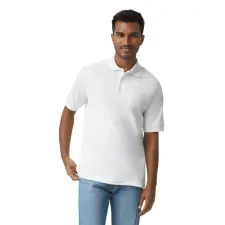 GILDAN DryBlend rövid ujjú galléros férfi póló, Gildan GI8800, White-XL férfi póló
