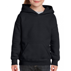 GILDAN heavy blend GIB18500 körkötött gyerek kapucnis pulóver, Fekete-XS