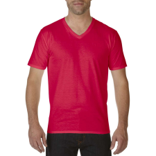 GILDAN Premium Cotton® felnőtt v-nyakú póló (red, XL) munkaruha