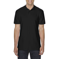 GILDAN Softstyle dupla piké galléros póló, Gildan GI64800, Black-3XL