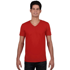 GILDAN Softstyle® felnőtt v-nyakú póló (red, XL) munkaruha