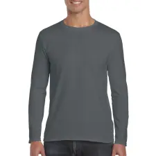 GILDAN Softstyle hosszú ujjú pamut póló, Gildan GI64400, Charcoal-M férfi póló