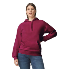 GILDAN Softstyle kapucnis pulóver kenguruzsebbel, Gildan GISF500, Maroon-S férfi pulóver, kardigán