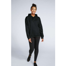GILDAN Softstyle® puha, gyűrűs fonású pamut unisex kapucnis pulóver (black, S) munkaruha