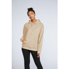 GILDAN Softstyle® puha, gyűrűs fonású pamut unisex kapucnis pulóver (sand, M)