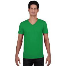 GILDAN V-nyakú rövid ujjú pamut póló, Gildan GI64V00, Irish Green-S