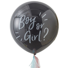 Ginger Ray Babaváró konfetti lufi - "Boy or Girl?" - fekete party kellék