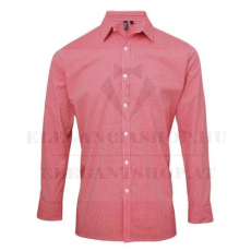  GINGHAM 100% pamut comfort fit h.u férfi ing - Piros-fehér csíkos