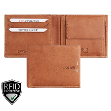 Giorgio Carelli közepes szabadon nyíló, rejtett kártyatartós camel bőr pénztárca RFID védelemmel 347780