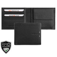 Giorgio Carelli közepes szabadon nyíló, rejtett kártyatartós fekete bőr pénztárca RFID védelemmel 347780