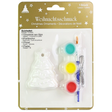  Gipsz, festhető fa karácsonyi dekoráció festékekkel és ecsettel karácsonyi dekoráció