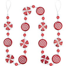  Girland gömbökkel piros-fehér 160 cm karácsonyfadísz