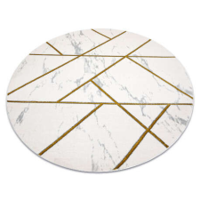 GLAMOUR EMERALD szőnyeg 1012 kör - glamour, elegáns márvány, geometriai krém / arany kör 120 cm lakástextília