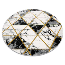 GLAMOUR EMERALD szőnyeg 1020 kör - glamour, elegáns márvány, háromszögek fekete / arany kör 160 cm lakástextília