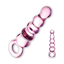 Glas - üveg anál gyöngysor dildó (pink) anál