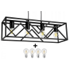 Glimex CAGE állítható függőlámpa fekete 4x E27 + ajándék LED izzó