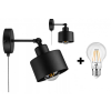 Glimex LAVOR állítható fekete fali lámpa kapcsolóval 1x E27 + ajándék LED izzó