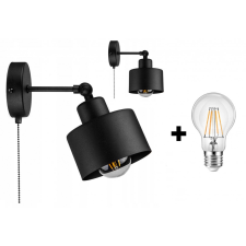 Glimex LAVOR állítható fekete fali lámpa kapcsolóval 1x E27 + ajándék LED izzó világítás