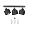 Glimex LAVOR állítható mennyezeti lámpa fekete 3x E27 + ajándék LED izzók
