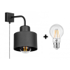 Glimex LAVOR fekete fali lámpa kapcsolóval 1x E27 + ajándék LED izzó