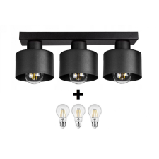 Glimex LAVOR fix mennyezeti lámpa fekete 3x E27 + ajándék LED izzó világítás