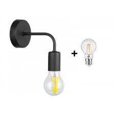 Glimex LOUIS fekete fali lámpa 1x E27 + ajándék LED izzó világítás