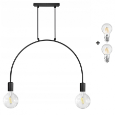 Glimex Louis függőlámpa fekete 2x E27 + ajándék LED izzók világítás