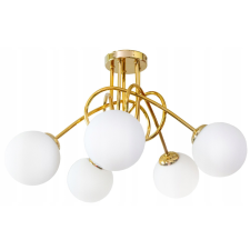 Glimex opál üveg gömb / golyó mennyezeti lámpa 5xE27 LISZ Gold GLIS0087 világítás