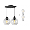 Glimex Orb állítható függőlámpa átlátszó 2x E27 + ajándék LED izzó