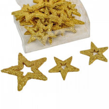 Glitteres csillag áttört arany 3,5-6,5cm 24db-os dekorációs kellék