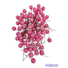  Glitteres drótos bogyó - Rózsaszín dekorációs kellék