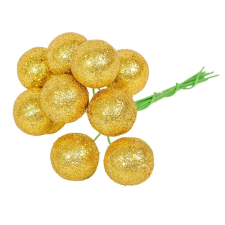  Glitteres golyó pick arany 20mm 10db-os dekorációs kellék