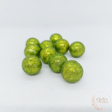  Glitteres golyó - világoszöld - 2 cm dekorációs kellék