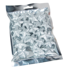  Glitteres polisztirol csillag ezüst 3,5cm dekorációs kellék