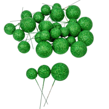  Glitteres polisztirol golyó pick zöld D4-3-2cm 30db-os dekorációs kellék
