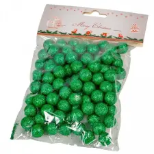  Glitteres polisztirol golyó sötétzöld 1cm kb.10-15gramm dekorációs kellék