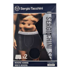Global Licence Srl Sergio Tacchini férfi pamut boxeralsó - 2 db/csomag - fekete szürke felirattal - XL