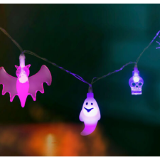 Globiz Halloween-i LED-es fényfüzér - 4 féle forma - 10 lila LED - 2 x AA - 1,35 m kültéri izzósor