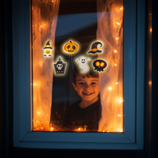 Globiz international Halloween-i LED ablakdekor - gél - többféle forma - 85 cm dekoráció