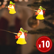 Globiz Karácsonyi LED fényfüzér harang 2,2m 2xAA karácsonyfa izzósor
