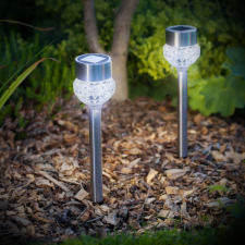 Globiz LED-es szolár lámpa - leszúrható - szálcsiszolt fém + üveg - 270 mm kültéri világítás