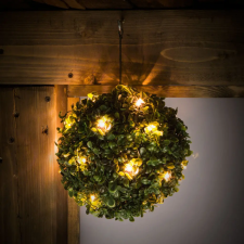 Globiz Szolár bukszus - felakasztható - 25 cm - 20 melegfehér LED kültéri világítás