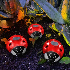 Globiz Szolár katicabogár - piros - 14,5 x 12 x 6 cm - 6 melegfehér LED kültéri világítás
